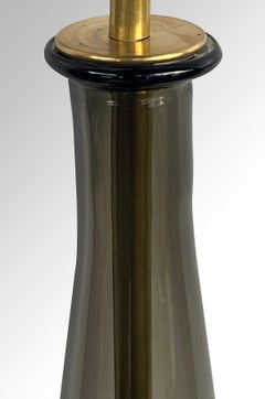 Italian 1950s Smoked Empoli Glass Decanter Lamp