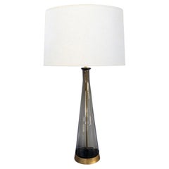 Italian 1950s Smoked Empoli Glass Decanter Lamp