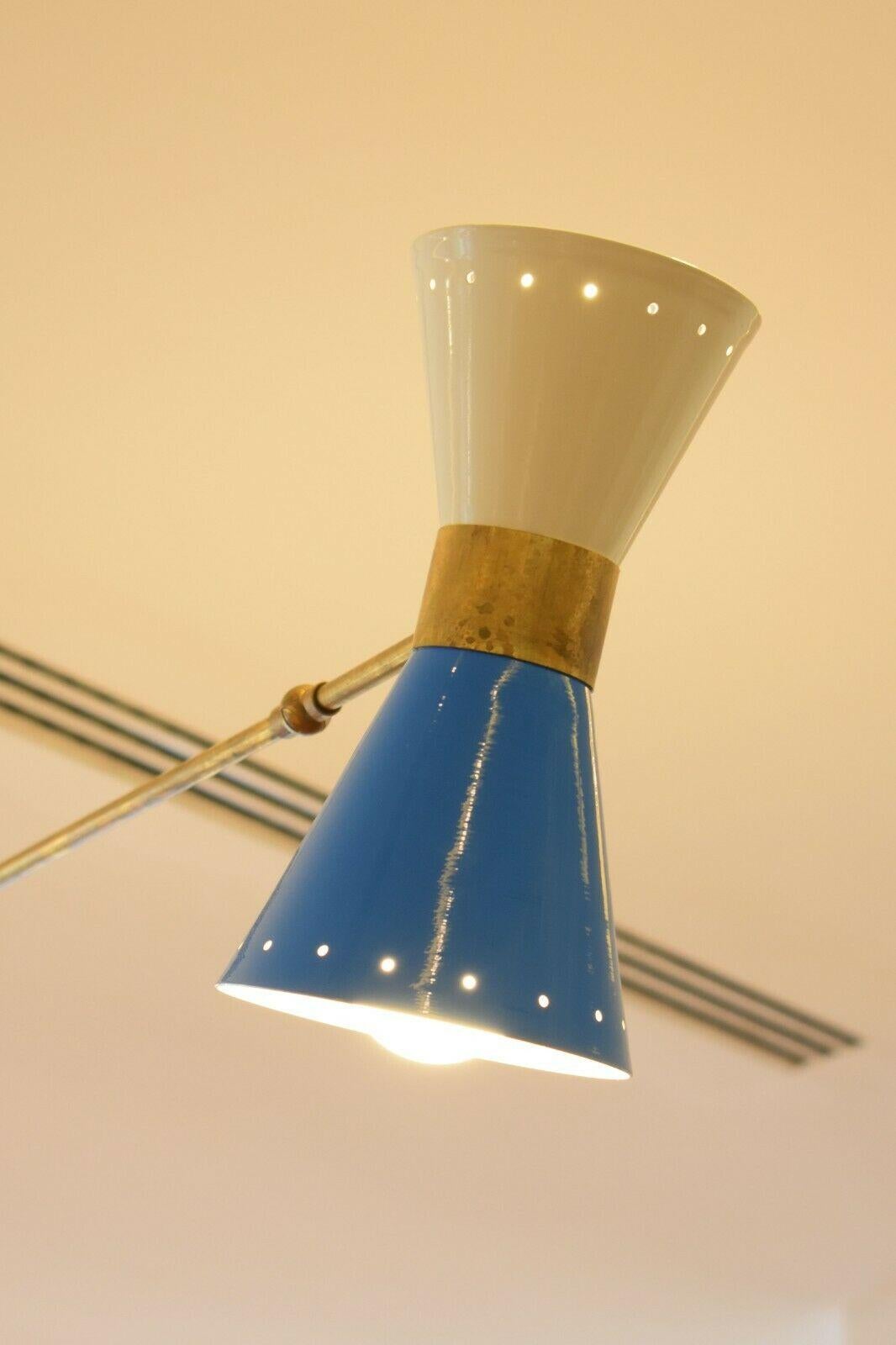 Mid-Century Modern Italian 1950s Stilnovo Style Brass Ceiling Light