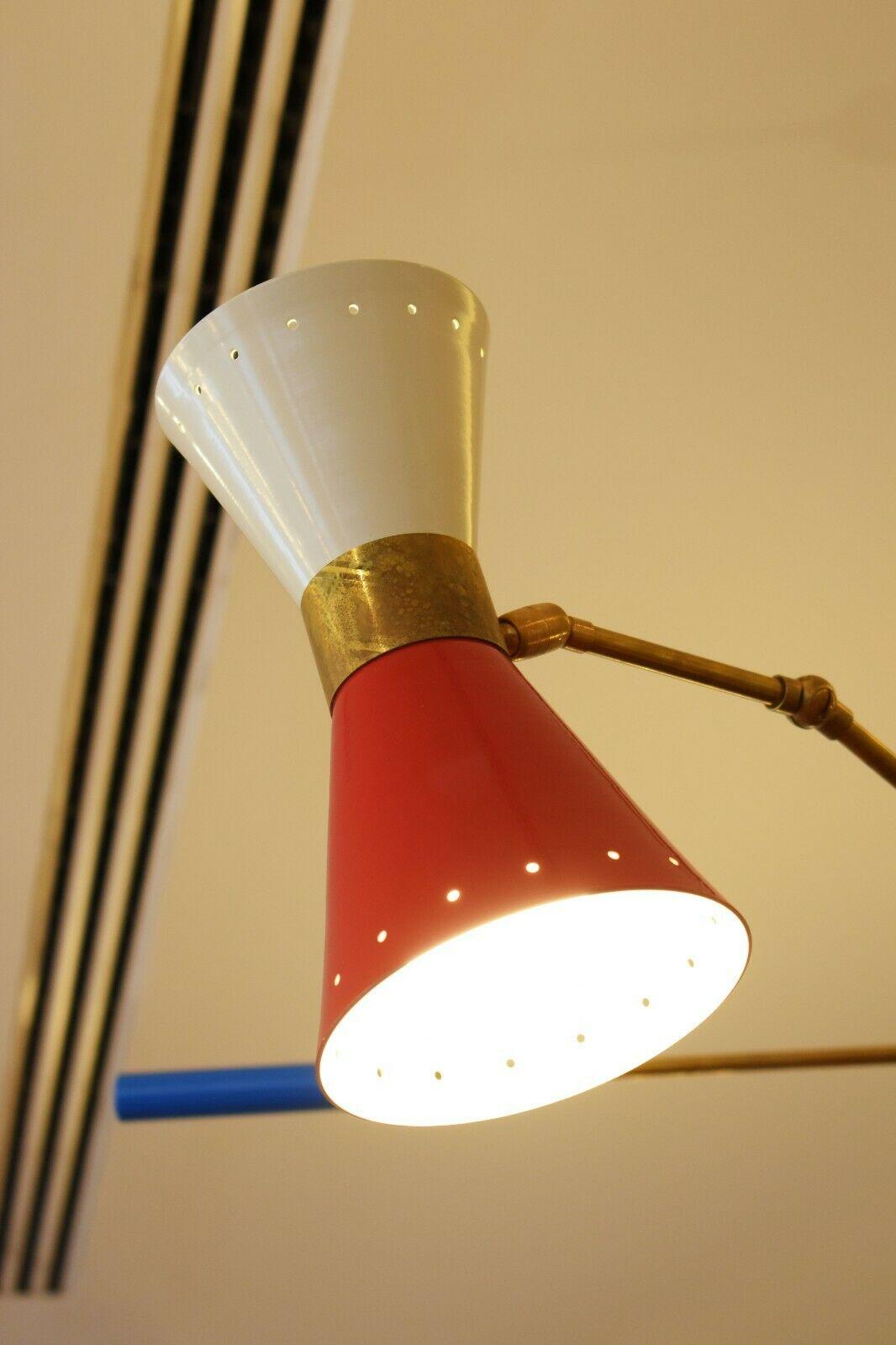 Italian 1950s Stilnovo Style Brass Ceiling Light In Good Condition In London, GB