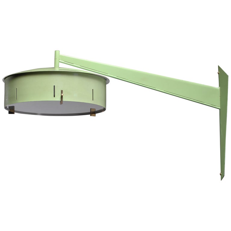 Bruno Gatta for Stilnovo Wall Appliqué in Pale Green Metal, 1950s, offered by Bloomberry