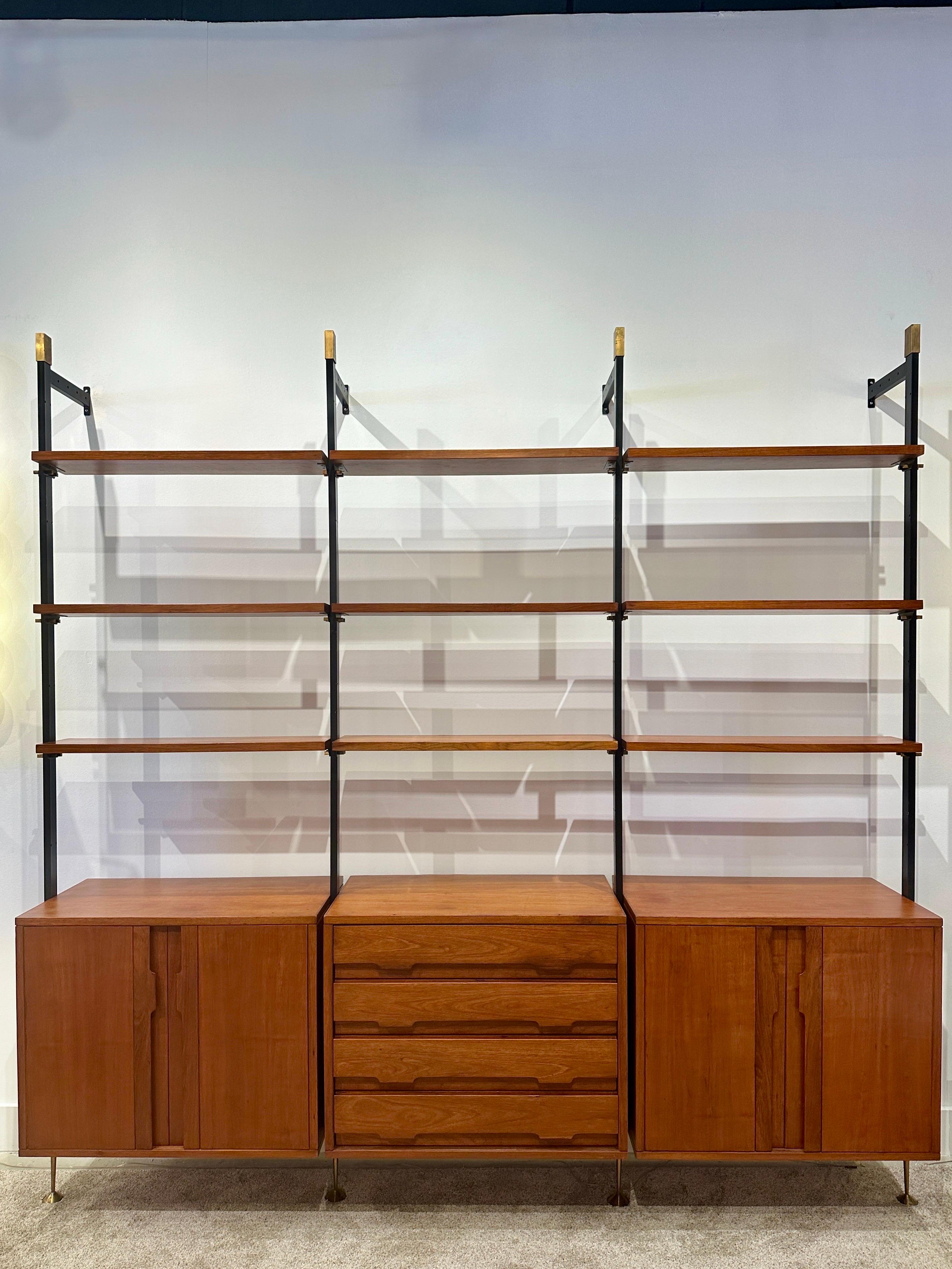 Italian 1950's Three-Section Cabinet and Shelving System 4
