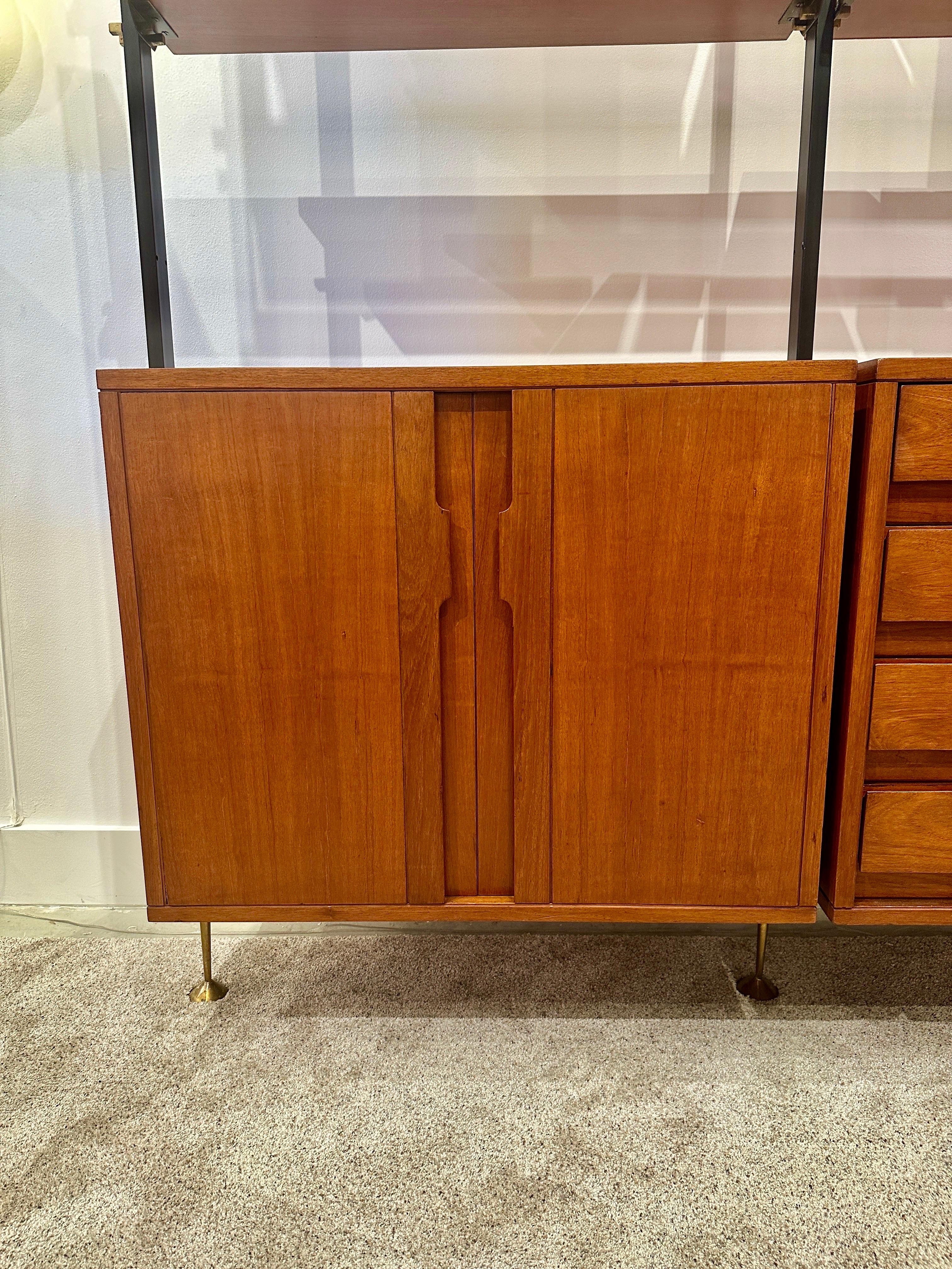 Italian 1950's Three-Section Cabinet and Shelving System 1
