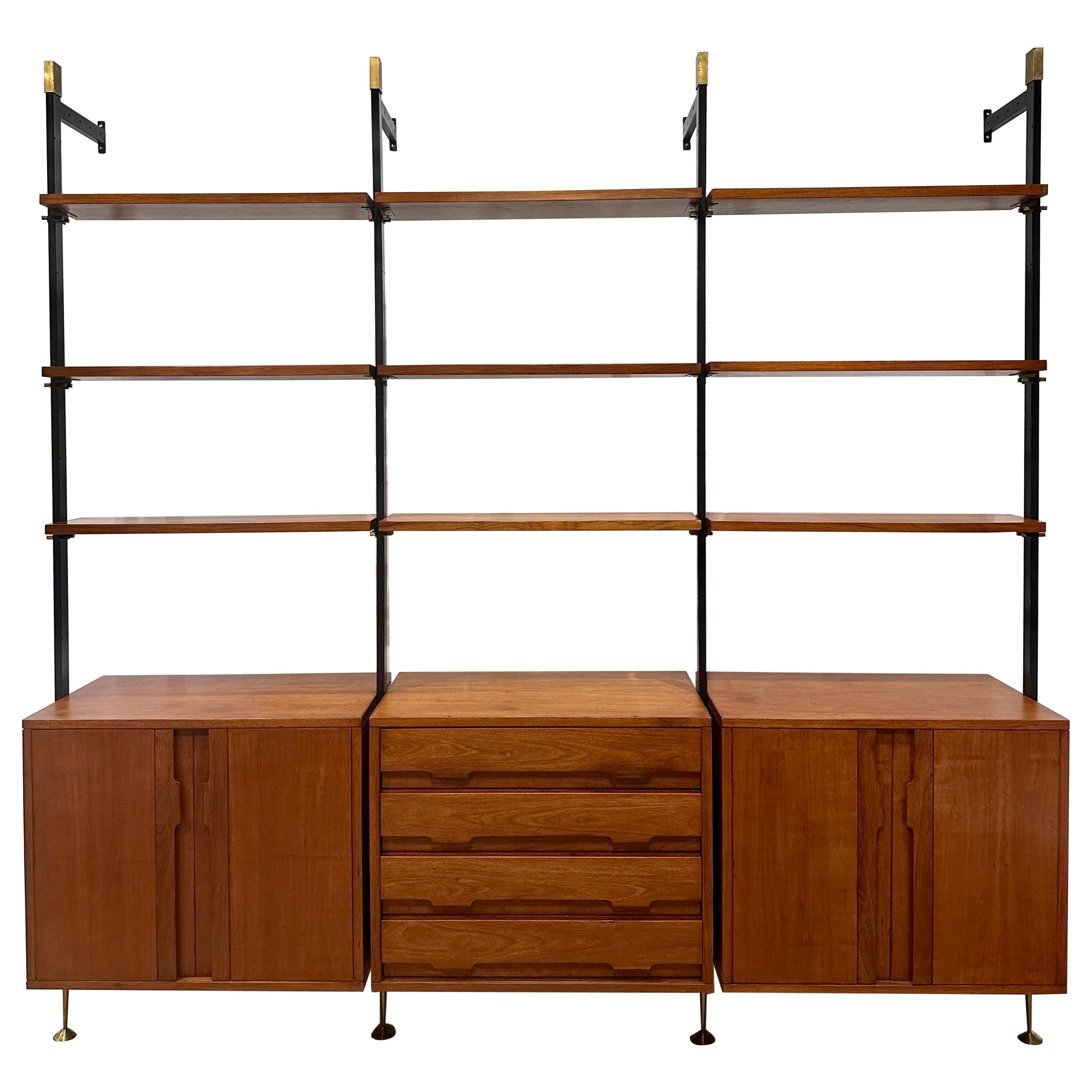 Italian 1950's Three-Section Cabinet and Shelving System