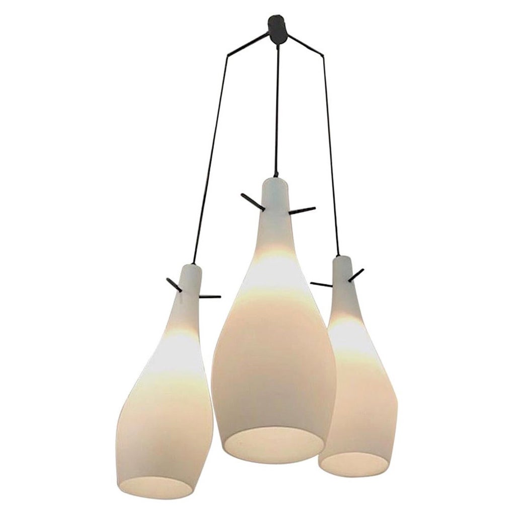 Lampadario a triplo pendente italiano degli anni '50