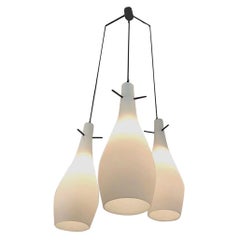 Lampadario a triplo pendente italiano degli anni '50