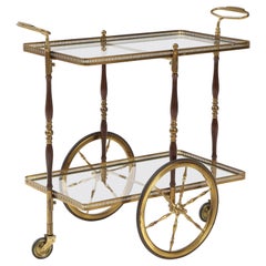 Italian 1950
s Walnut, Brass and Glass Bar Cart
