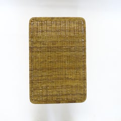 Italian 1950s Wicker and Metal Coffee Table