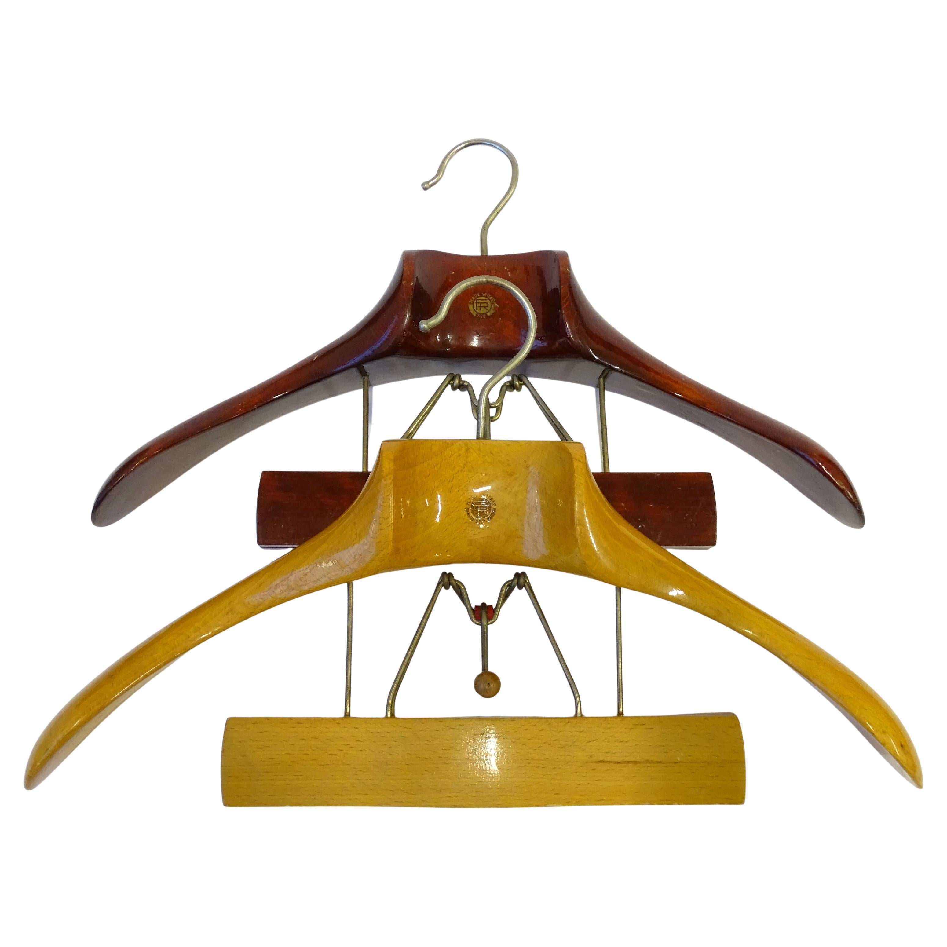 Italian 1950s Wooden Pair of Coat and Pants Hangers By Fratelli Reguitti