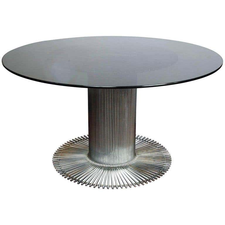 Italian 1955-1960 Chrome and Fume Crystal Top Dining Table by Gastone ...