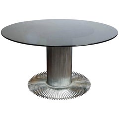Italian 1955-1960 Chrome and Fume Crystal Top Dining Table by Gastone Rinaldi