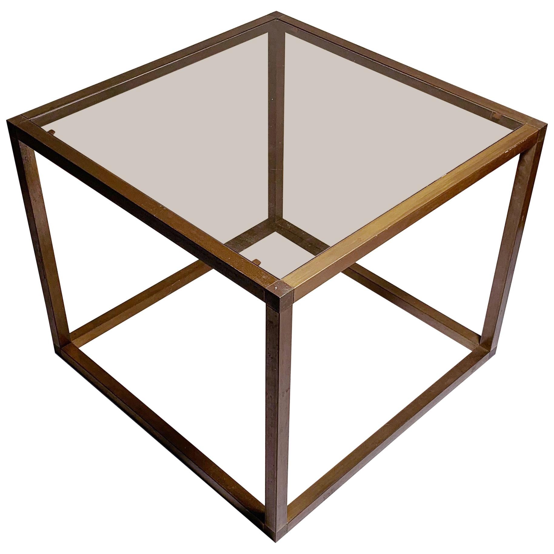 Italian 1960s-1970s Bronzed Extrusion Cube table For Sale
