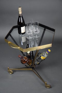 Italian 1960 Brass and Glass Bar Trolley