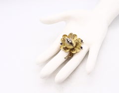 Italian 1960 Retro Convertible Pendant in 18kt Gold with Diamonds and Sapphires