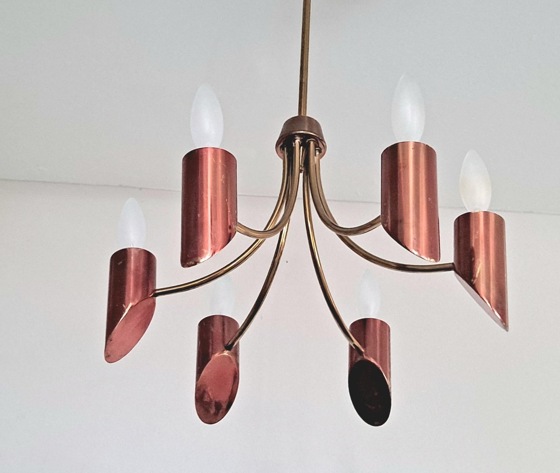Italian 1960 s Chandelier  In Fair Condition For Sale In Los Angeles, CA