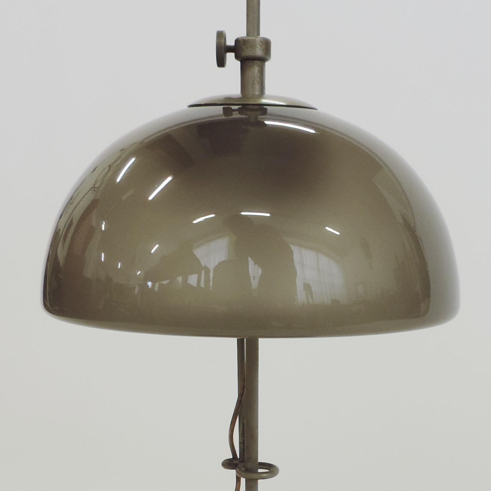 Mid-20th Century Italian 1960s Adjustable Table Lamp in Grey Glass, Marble and Nickel