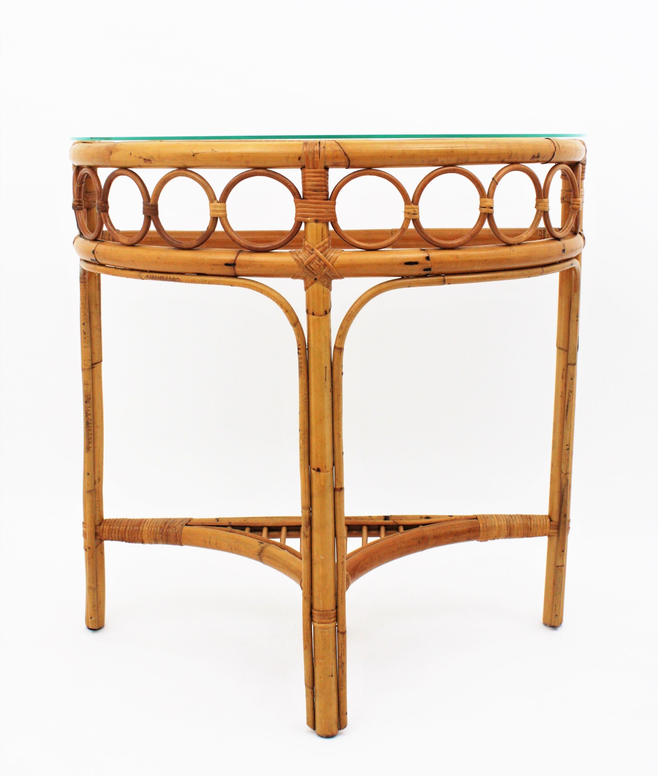 Italian Modernist Bamboo and Rattan Arched Console, 1960s 8