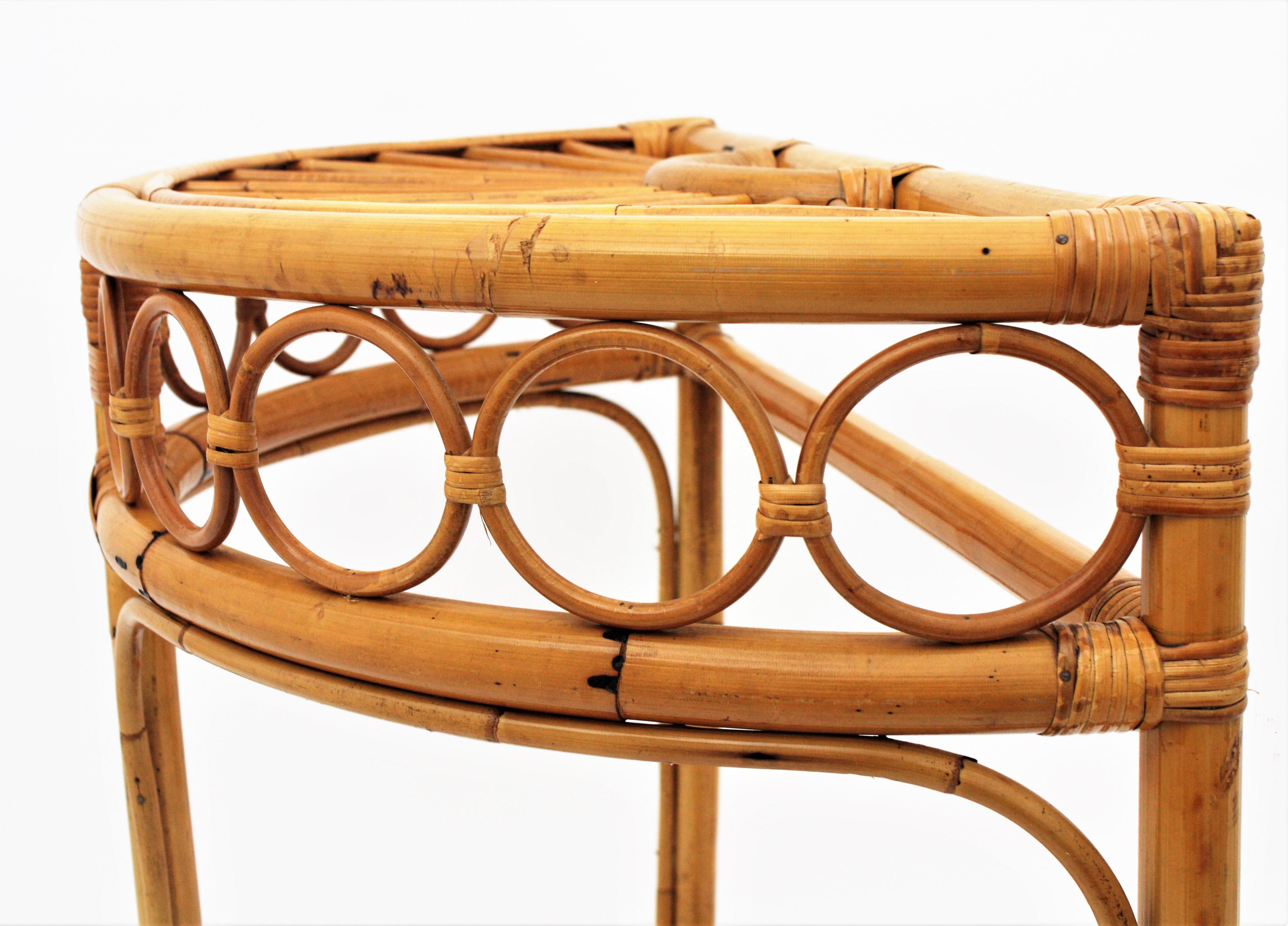 Italian Modernist Bamboo and Rattan Arched Console, 1960s 9