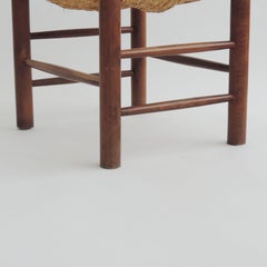 Poltrona italiana degli anni '60 in paglia e Wood nello stile di Charlotte Perriand