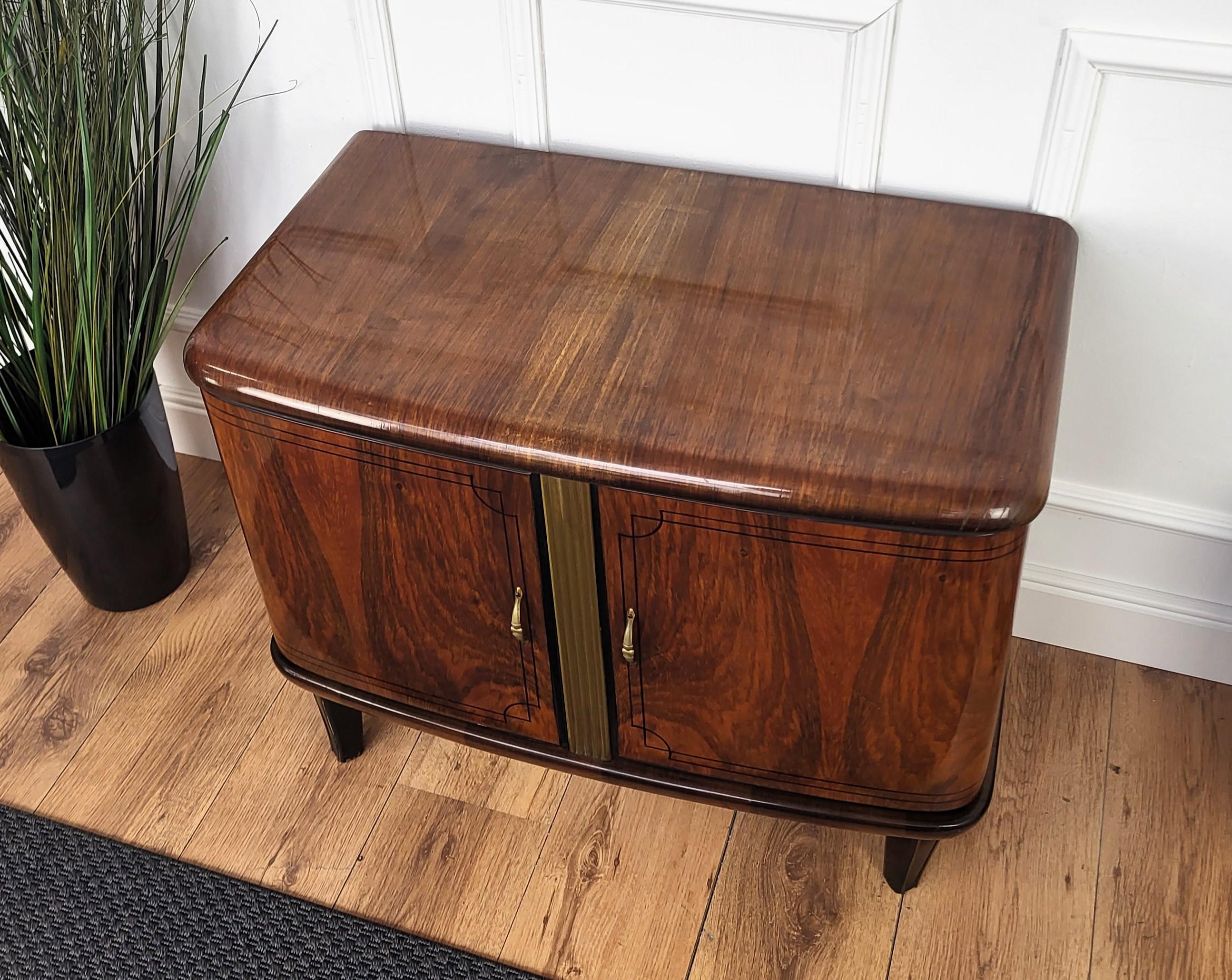 Italian 1960s Art Deco Mid-Century Burr Walnut and Mirror Mosaic Dry Bar Cabinet 3