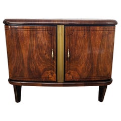 Italian 1960s Art Deco Mid-Century Burr Walnut and Mirror Mosaic Dry Bar Cabinet