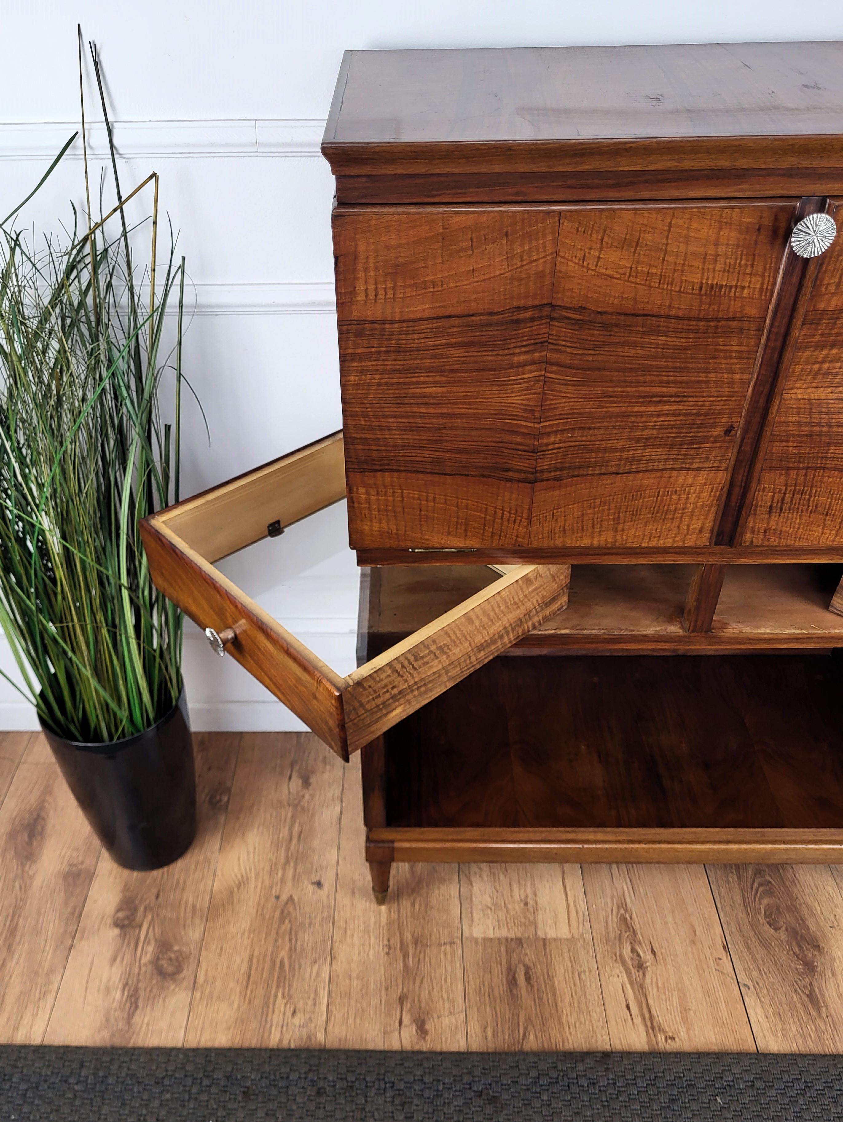 Italian 1960s Art Deco Mid-Century Walnut Dry Bar Cabinet 2