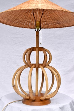 Italian 1960's Bamboo & Rattan Table Lamp