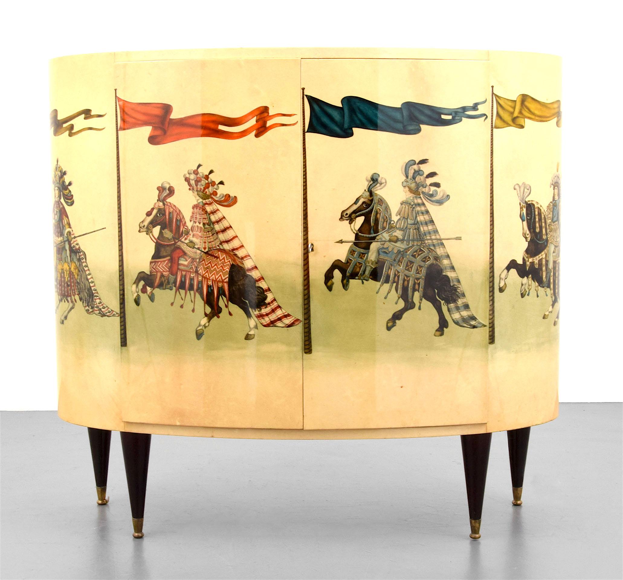 Italian Mid-Century (1960s) lacquered parchment 