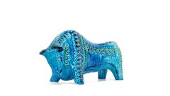 Italian 1960s Big Rimini Blu Bull Designed by Aldo Londi for Bitossi