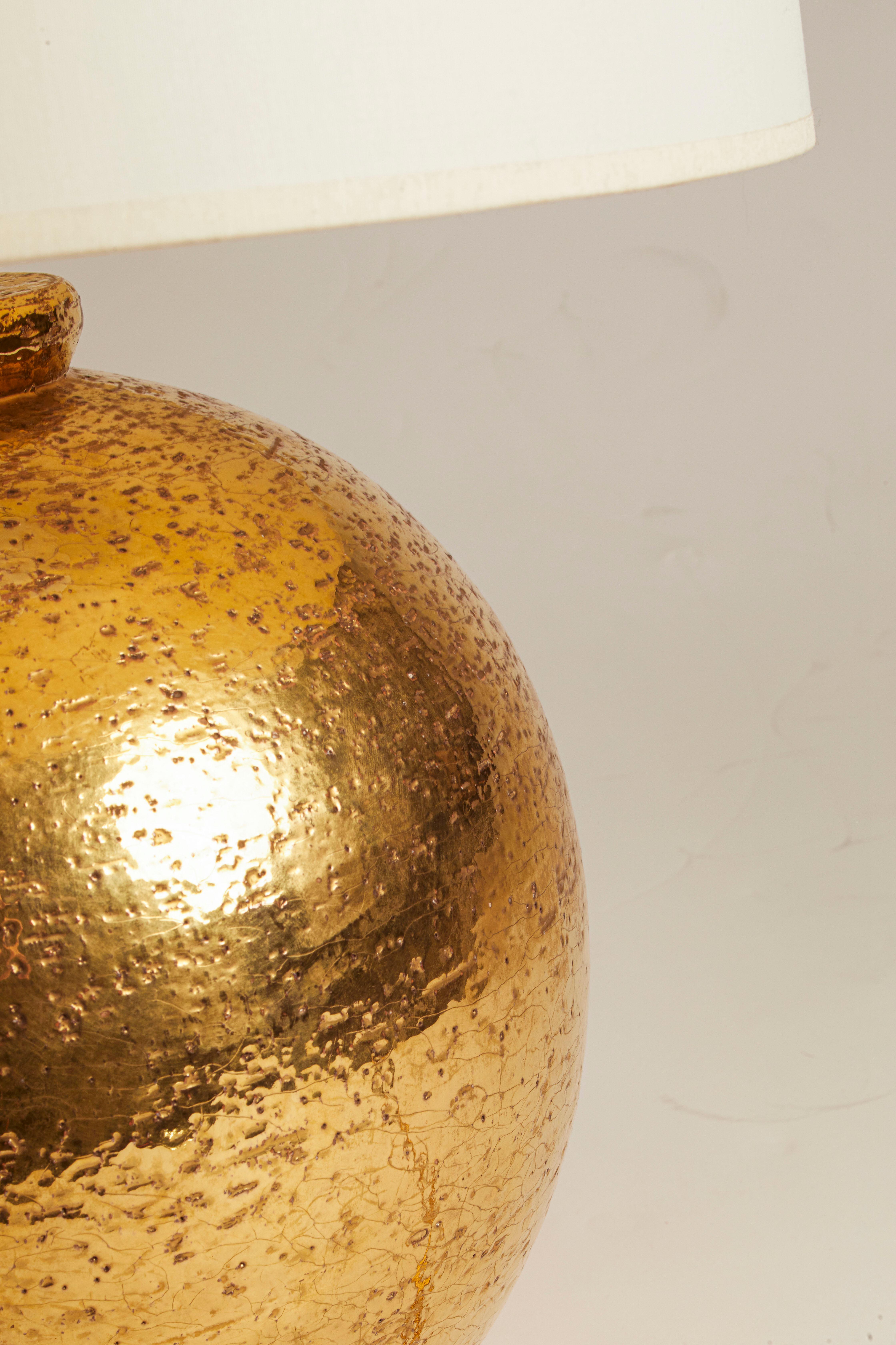Italienische 1960er Bitossi Vergoldete Keramik Lampe im Zustand „Gut“ im Angebot in Aspen, CO
