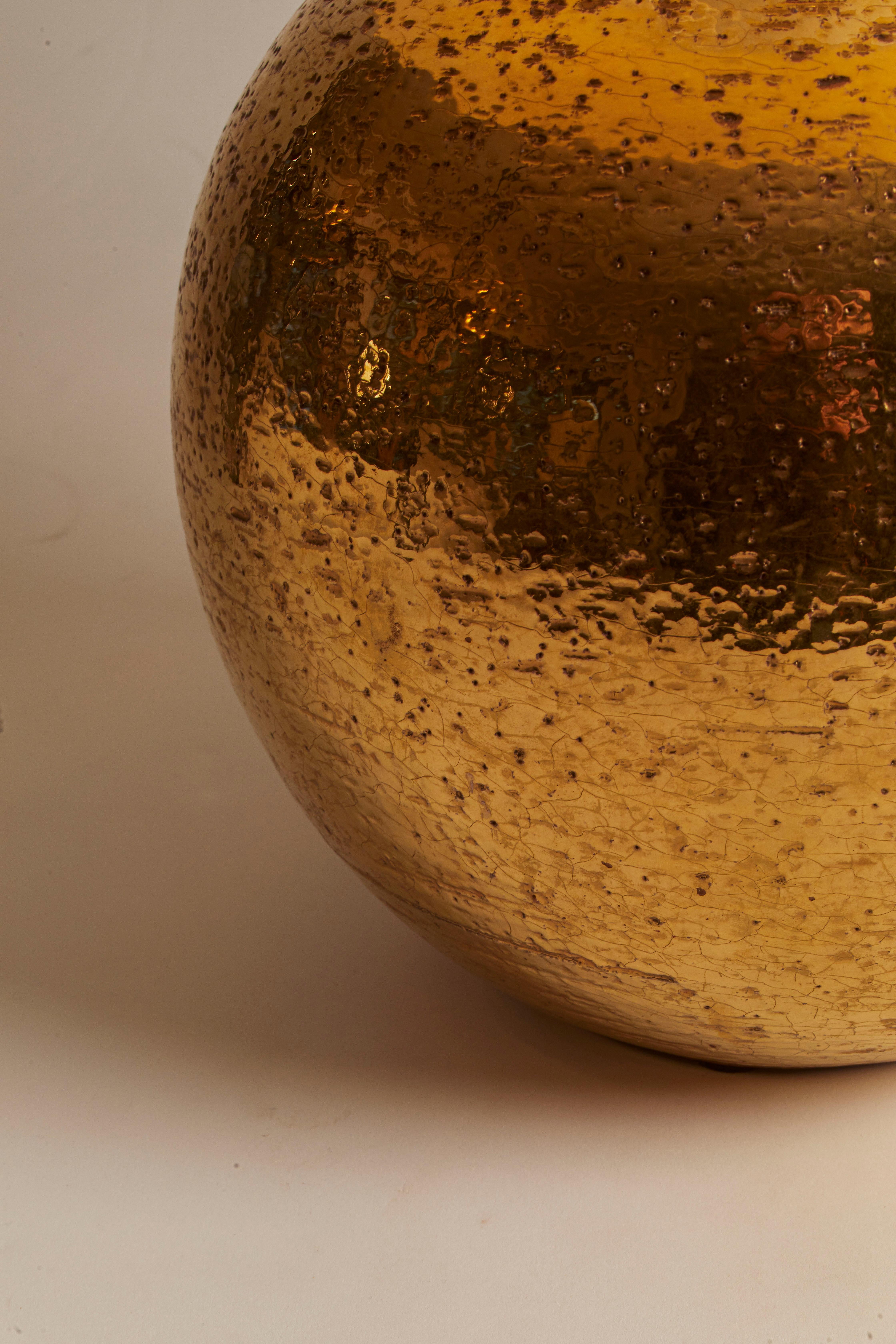 Italienische 1960er Bitossi Vergoldete Keramik Lampe (Töpferwaren) im Angebot