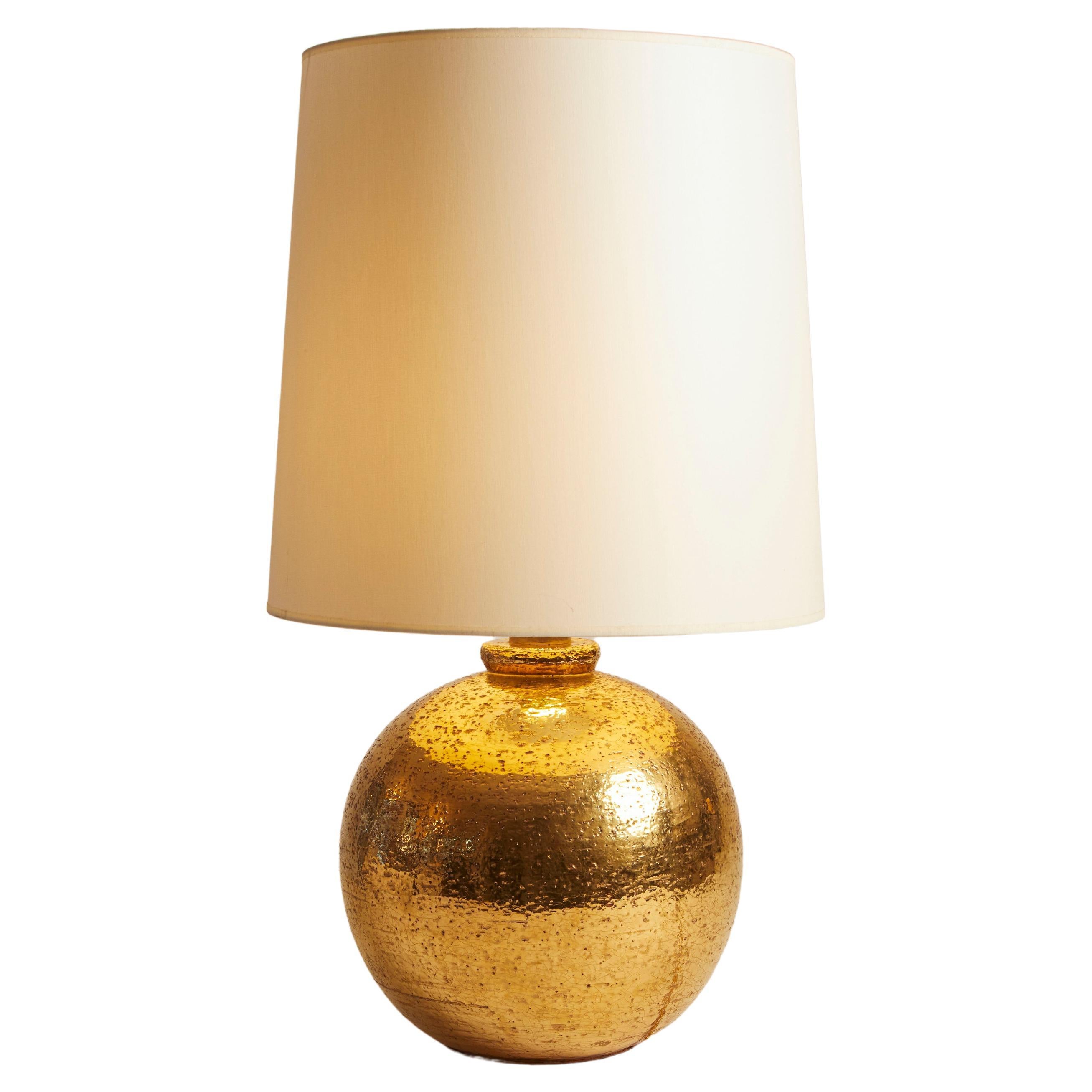 Italian 1960's Bitossi Gilded Pottery Lamp For Sale