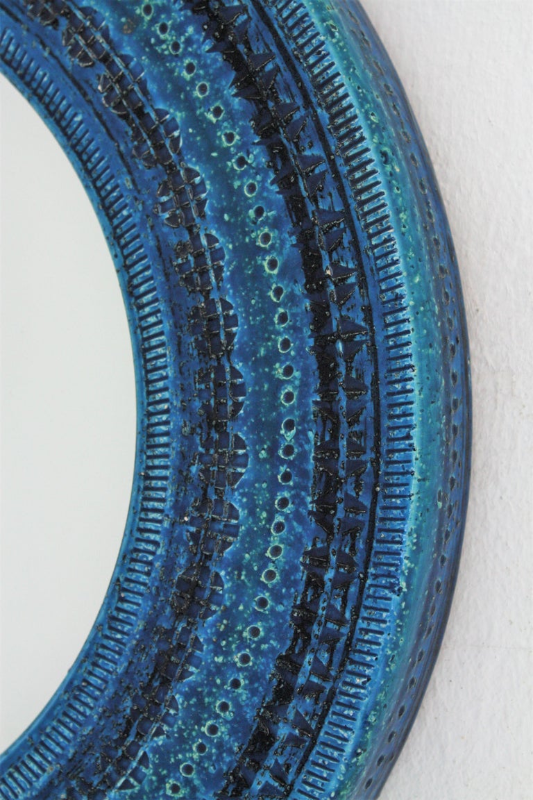 Italian Midcentury Aldo Londi Bitossi Rimini Blue Glazed Ceramic Round ...