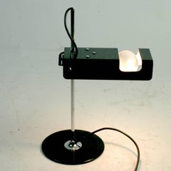 Italian 1960s Black Metal and Chrome Spider Table Lamp by Joe Colombo for O-Luce