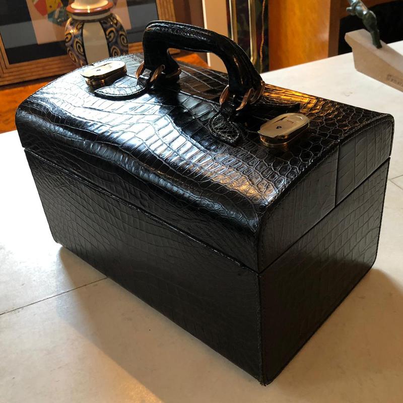 Italian 1960s Train case in crocodile.