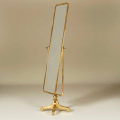 Italian 1960s Brass and Glass Freestanding Mirror