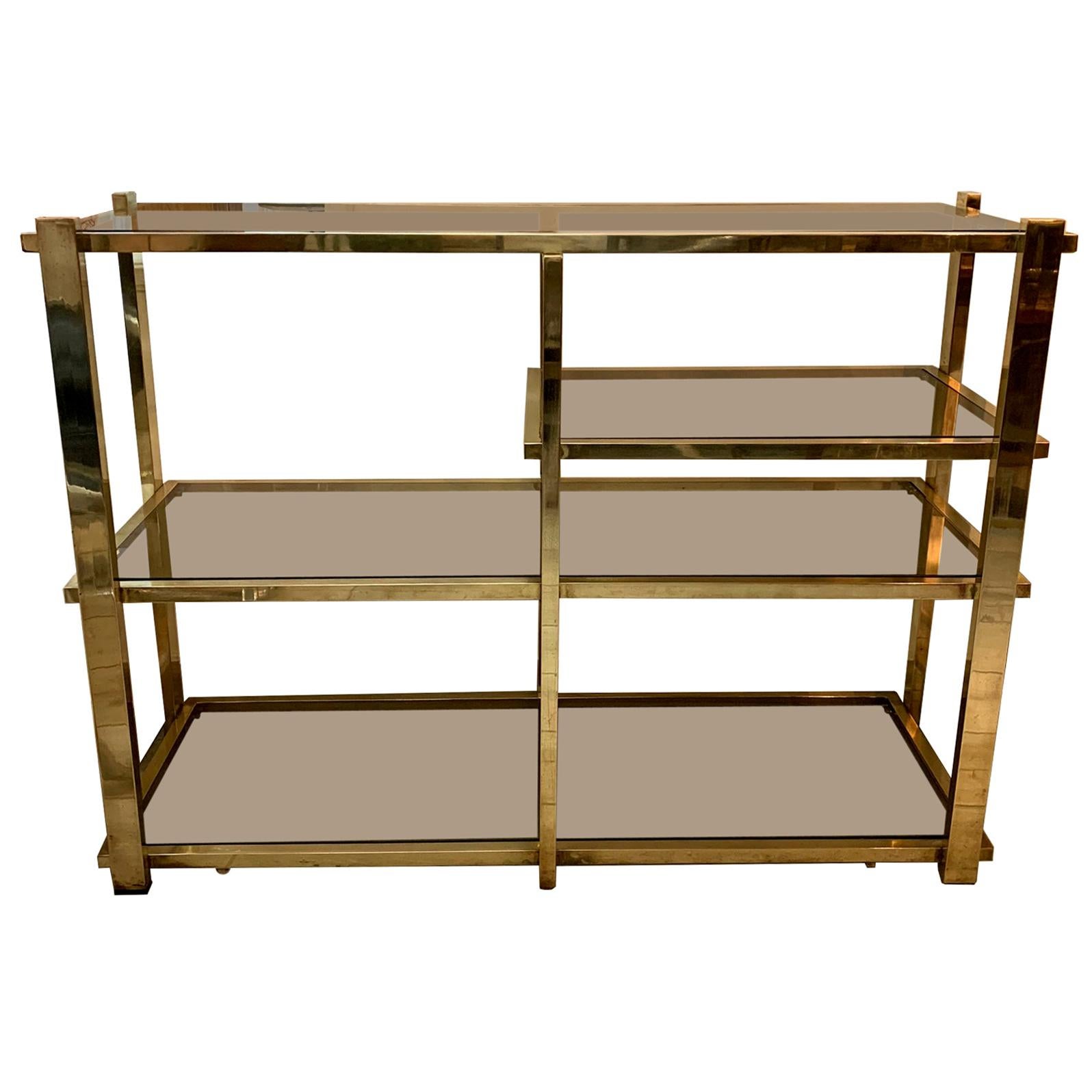 Italian 1960s Brass Étagère Shelving Unit Attributed by Romeo Rega