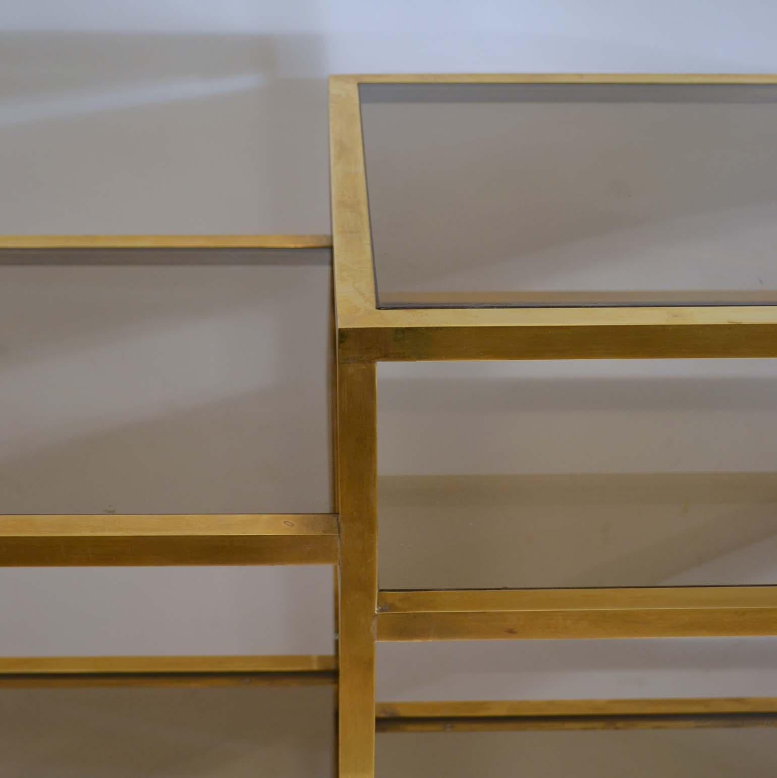 Italian 1960s Brass Multileveled Étagère Shelving Unit Attributed by Romeo Rega 7