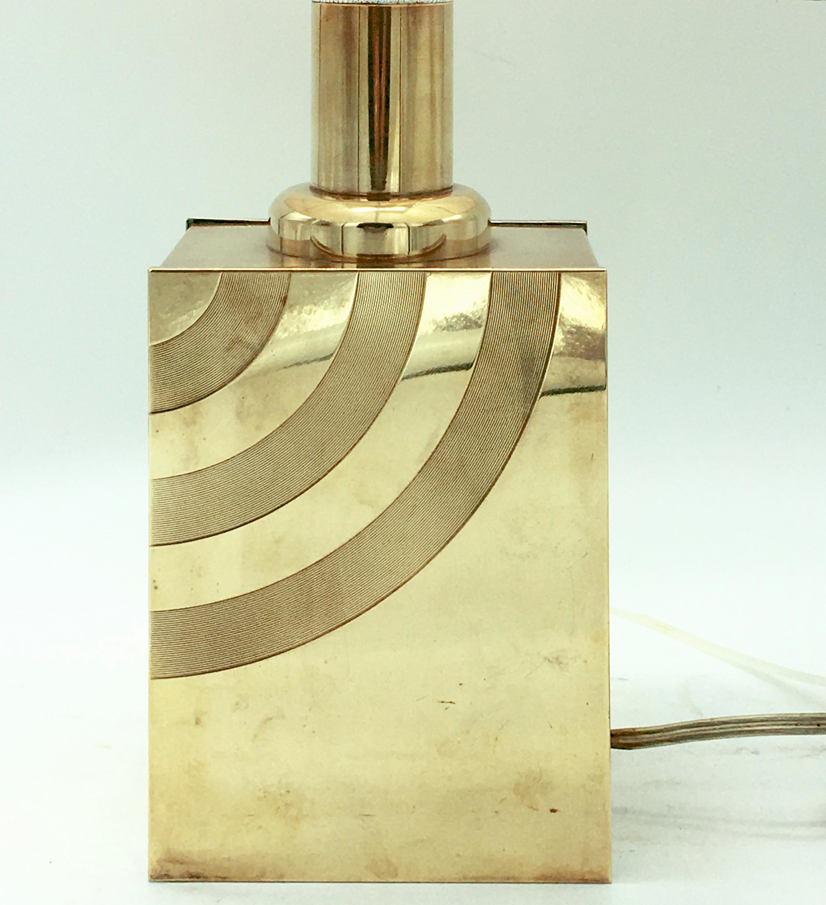 Italian Brass Table Lamp with Striped Detail, Italy, 1960s