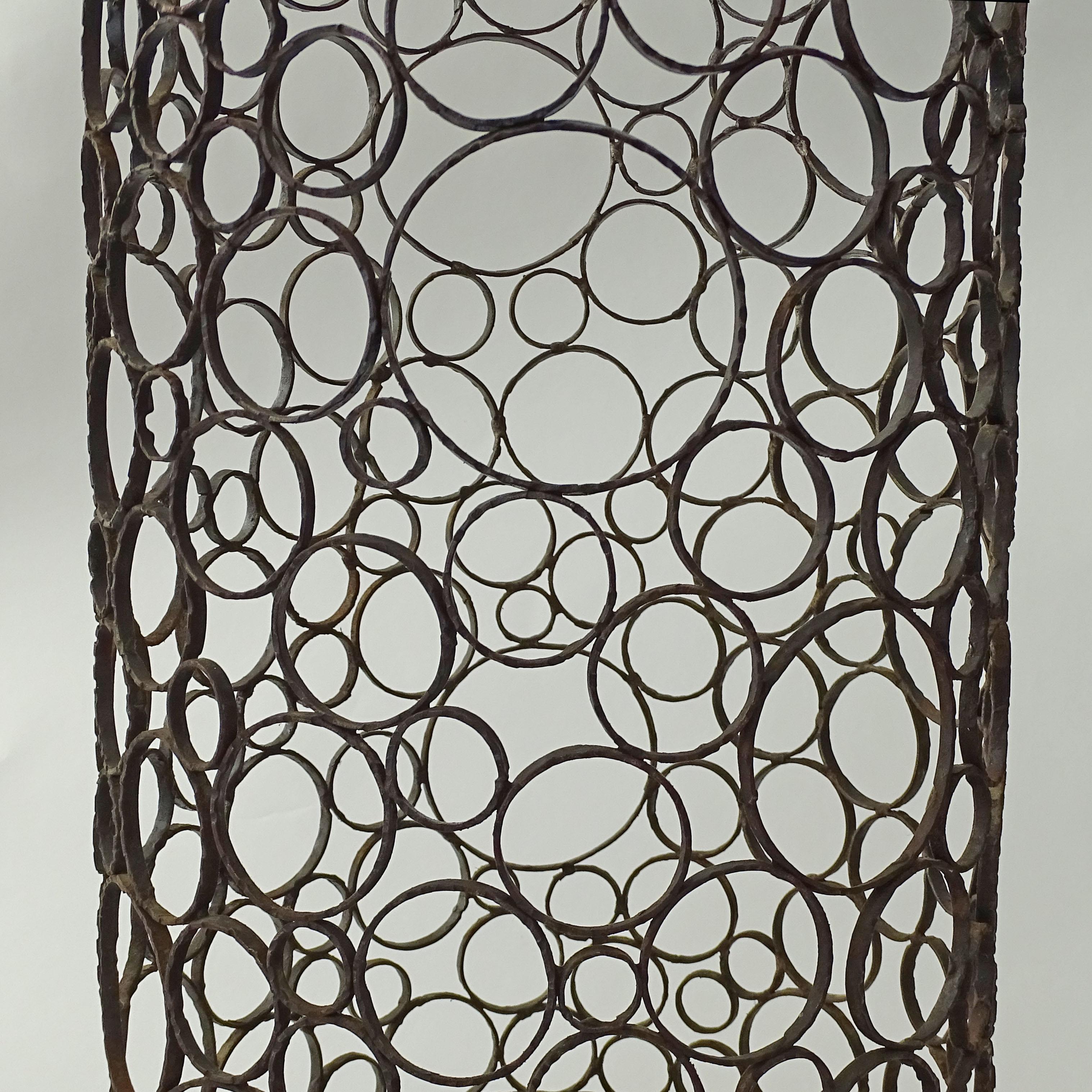 Mid-20th Century Italian 1960s Brutalist Wrought Iron and Copper Umbrella Stand For Sale