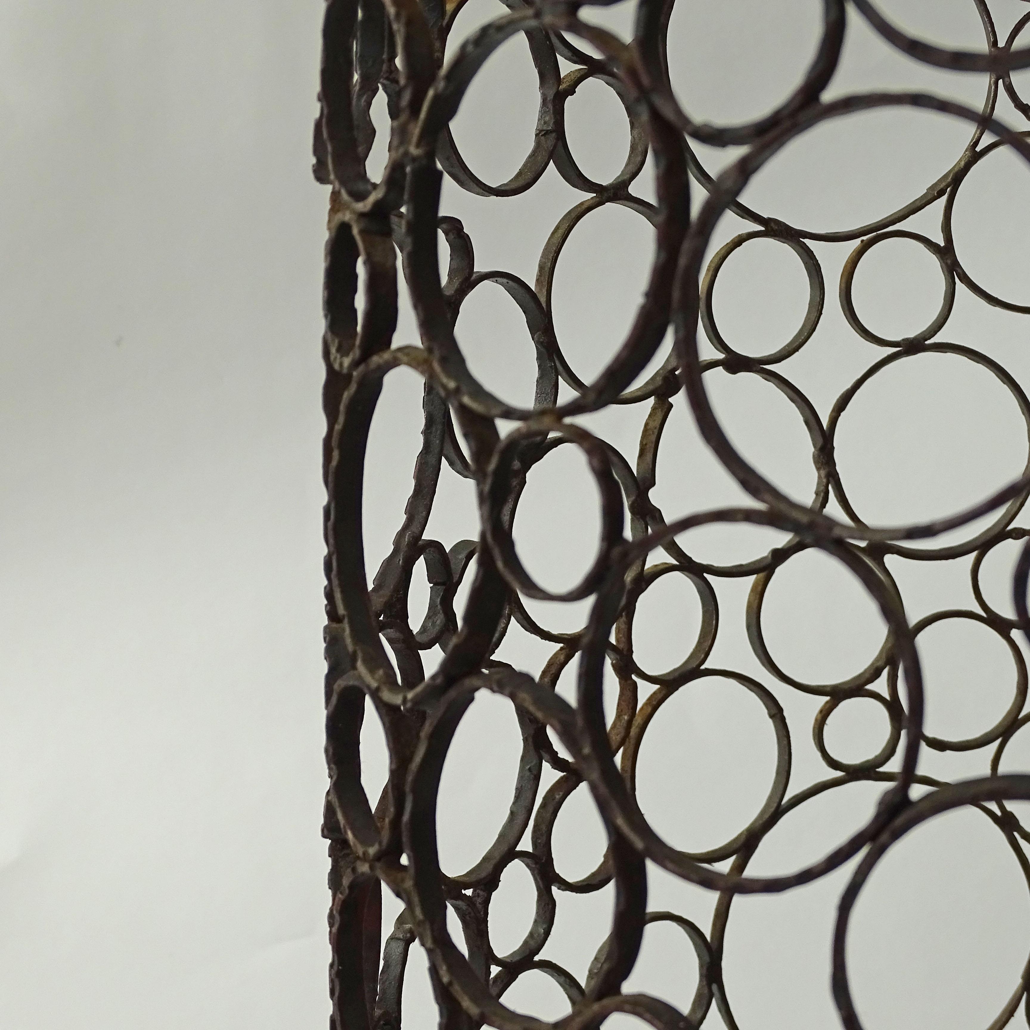 Italian 1960s Brutalist Wrought Iron and Copper Umbrella Stand For Sale 2