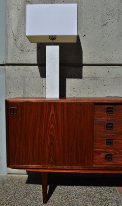 Italian 1960s Carrara Marble Column Table Lamp