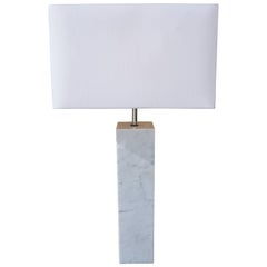 Italian 1960s Carrara Marble Column Table Lamp