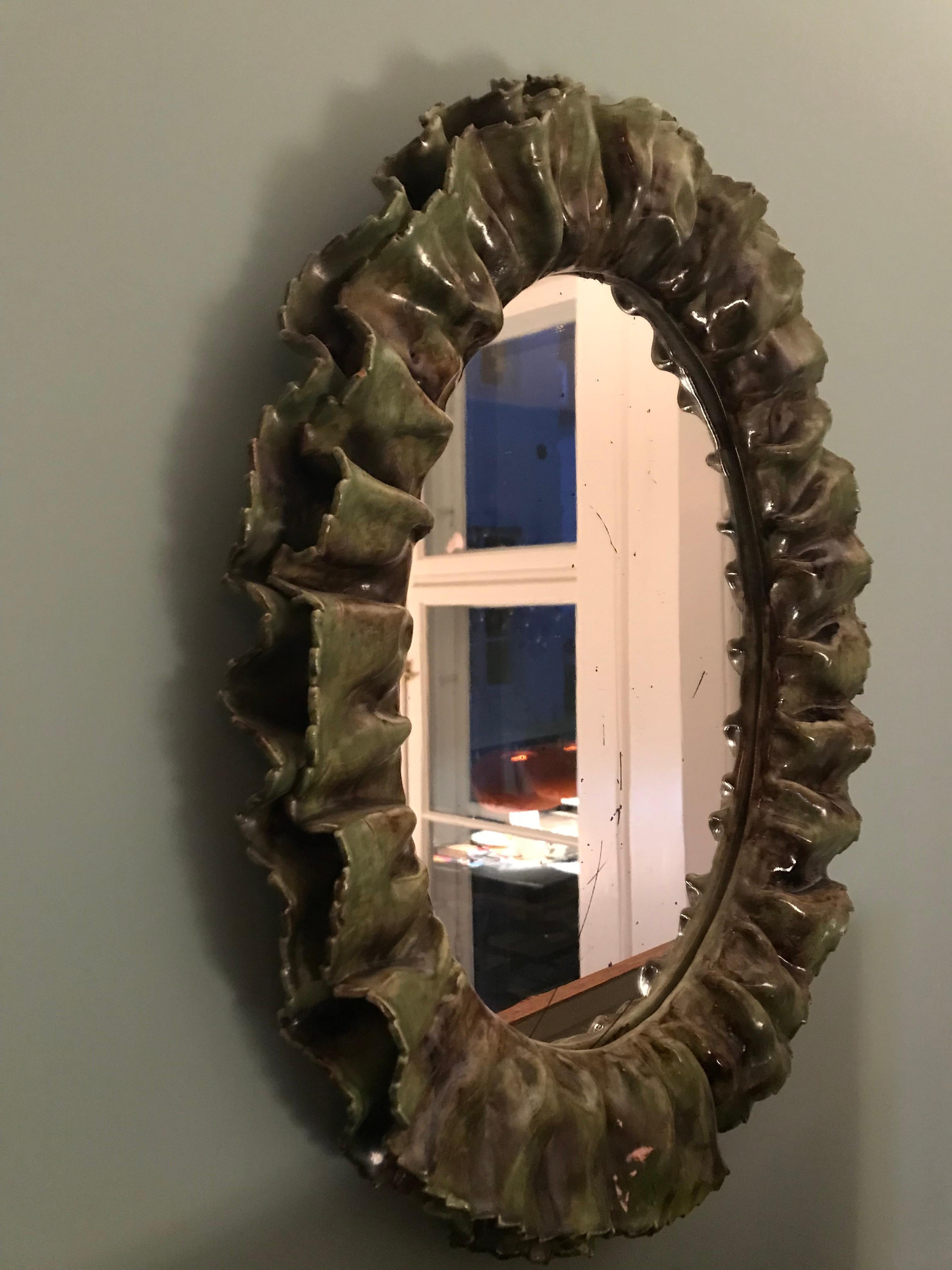 Italian 1960s Ceramic Mirror In Good Condition In Copenhagen K, DK