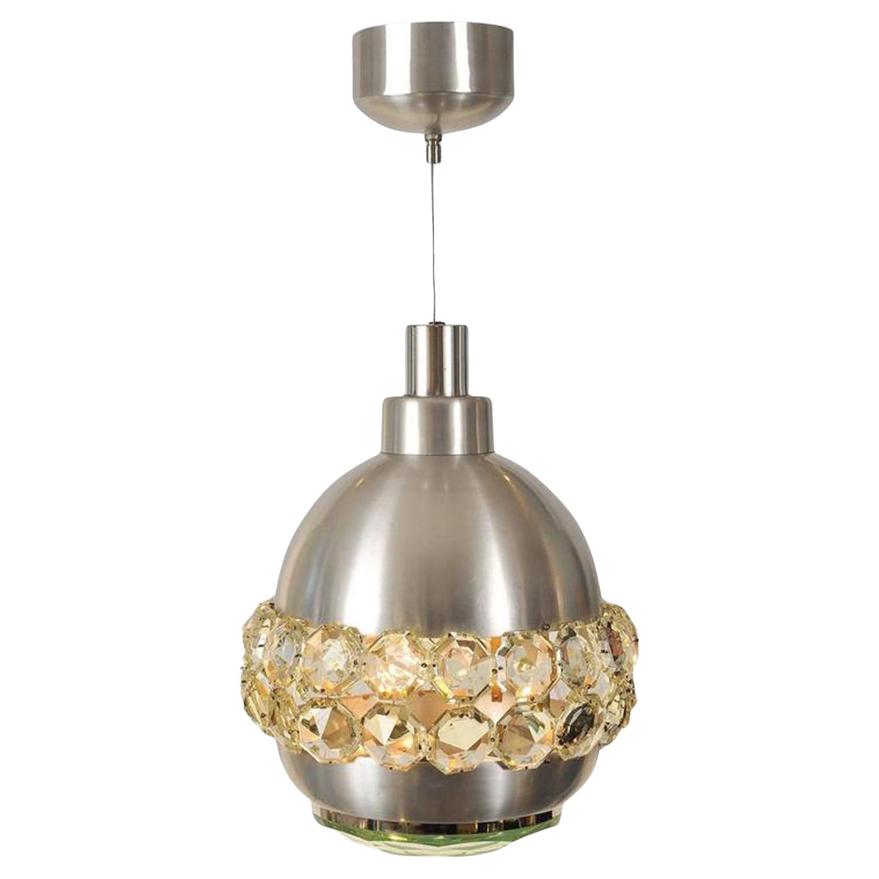 Italian 1960s chrome and glass 'Jewel' Chandelier For Sale