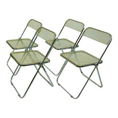 Vintage Italian 1960s Chrome and Lucite Plia Folding Chairs by G. Piretti for Castelli