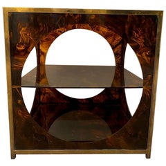 Italian 1960s Coffee Table In Plexiglass And Brass Romeo Rega Style