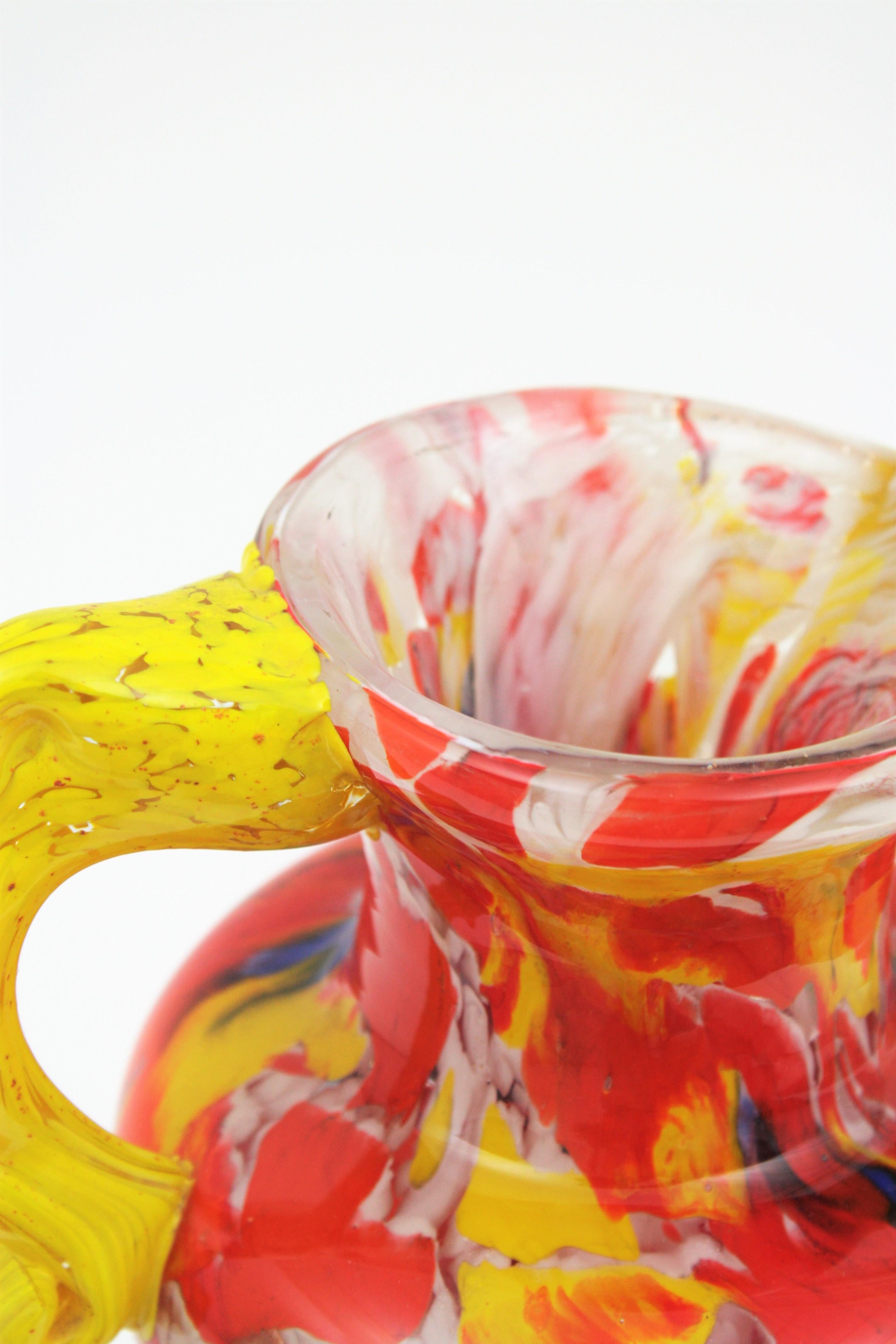 Italienische 1960er Jahre bunte mundgeblasene Multi-Color Murrine Murano Kunstglas Vase 4