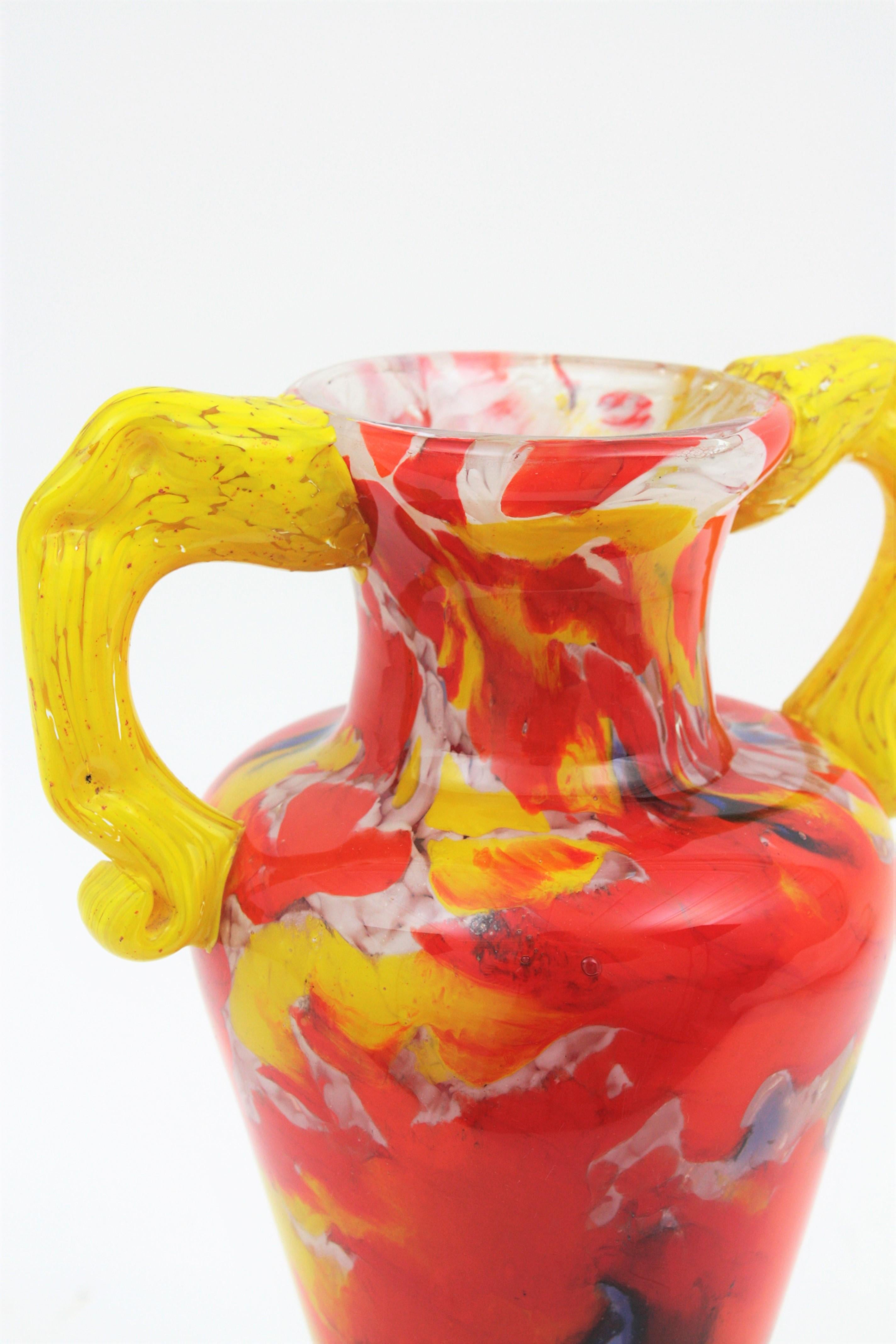 Italian 1960s Colorful Hand Blown Multi-Color Murrine Murano Art Glass Jar Vase 2