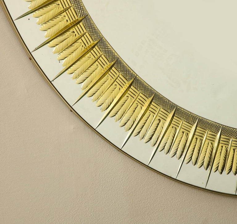 Etched Italian 1960s Cristal Arte Mirror For Sale